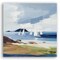 Americanflat Canvas Wall Art Featuring White Sailboats, Blue Ocean, Beige Sand and Cloudy Sky - Gallery Wrap - Seascape Coastal Wall Art